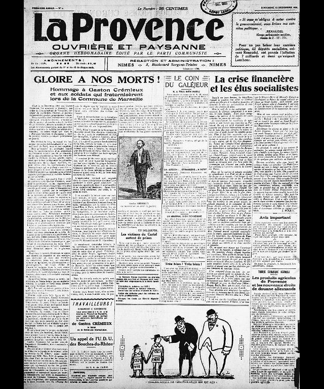 La Provence ouvrière et paysanne, 13 décembre 1925, p. 1.